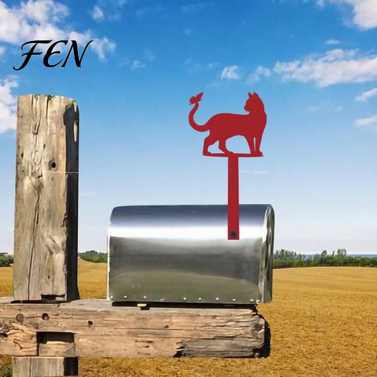Anti-rust Mailbox Plate Yard Iron Signage with Fixed Holes, Metal Cat Butterfly Decoration, Outdoor Sign for Wood Leather Mailboxes Decoration
