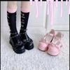 Fashion Sweet Heart-Shaped Buckle Lolita Shoes Women Patent Leather Platform Mary Jane Shoes Woman Metal Decoration Chunky Heels Pumps
