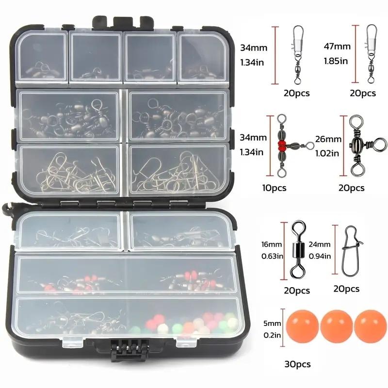 140pcs/set Sea Fishing Accessories Tackle Box Kit Set Jig-Hooks Swivels Clamp