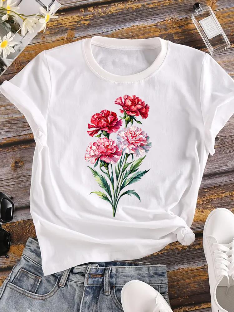 (Asian Size) Women watercolor trend cue 90s Clothing Casual Tees Top Short Sleeve T Shirt tee Fashion Print Ladies Female Graphic T-shirts