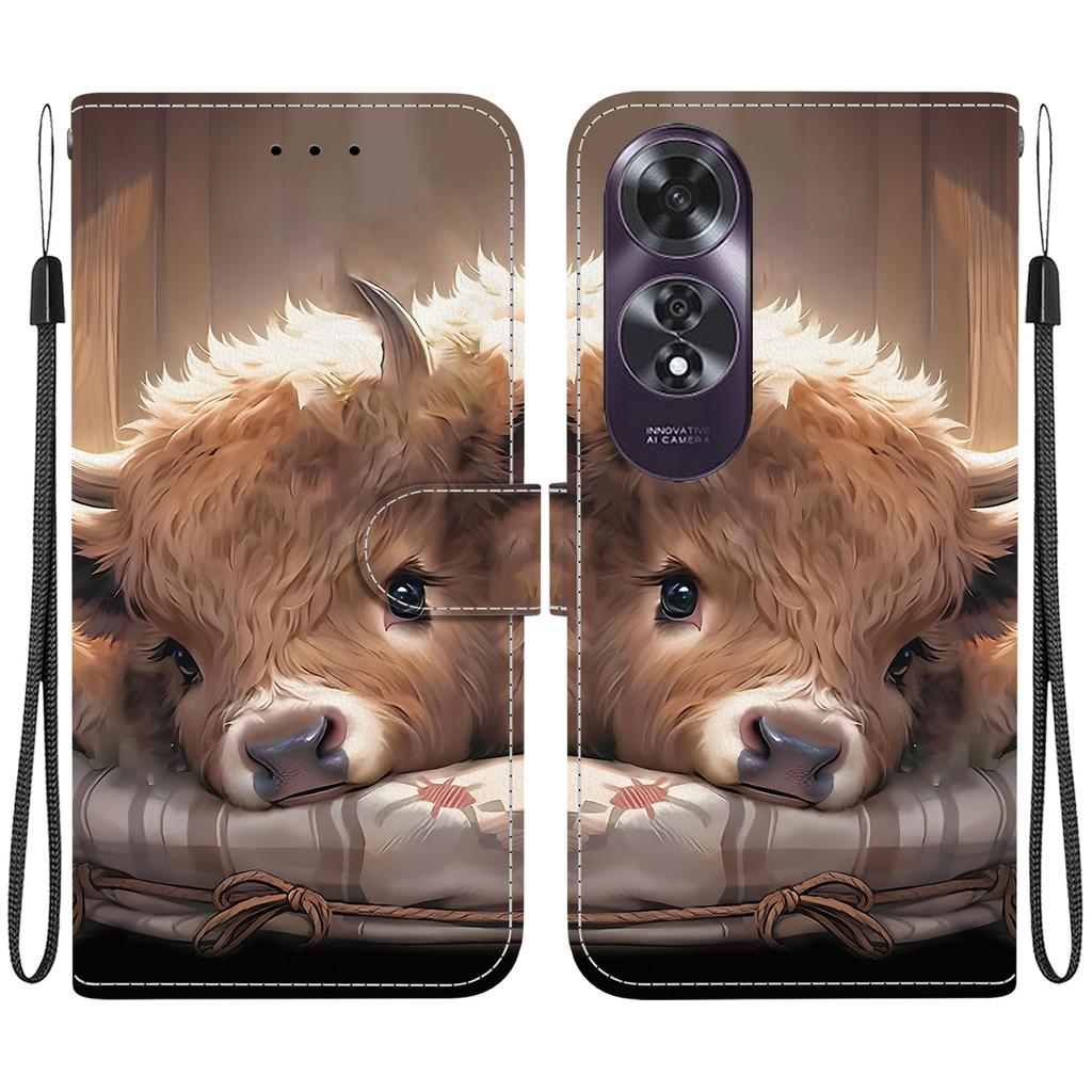 Чехол-книжка из искусственной кожи ручной работы для Oppo A60 4G, противоскользящий, противоударный, с ремешком на запястье и дизайном в виде сердца/розы/кошки