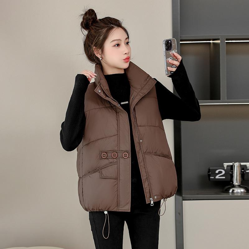 Осень и зима новый пуховый хлопковый жилет женский короткий иностранный стиль корейская версия воротник-стойка жилет жилет куртка
