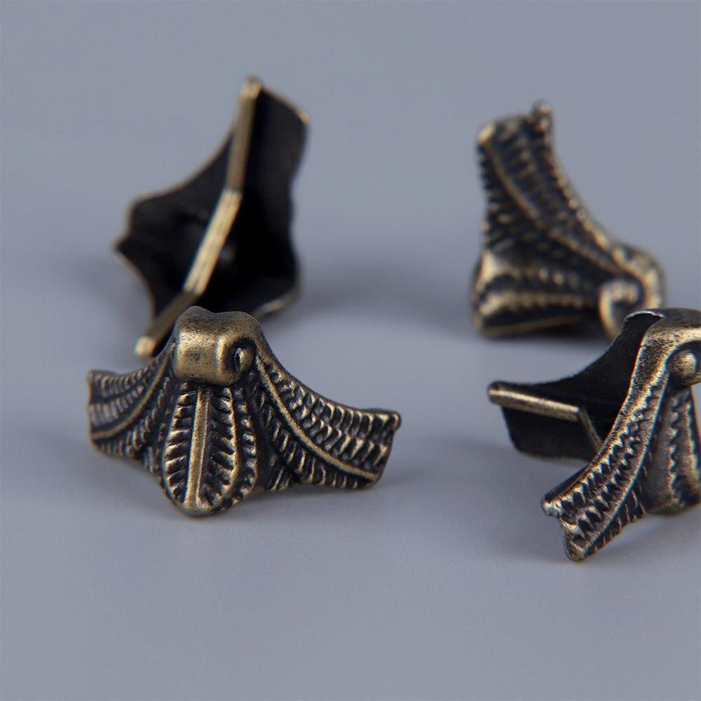 4 шт. антикварный угловой протектор, бронзовый сундук для ювелирных изделий, деревянный корпус, декоративные ножки, металлический угловой кронштейн, фурнитура