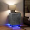 VidaXL Bedside Tables with LED Lights 2 Pcs Concrete Grey 38x34x50 Cm, Side Table, Bed Cabinet, Accent Table 861272