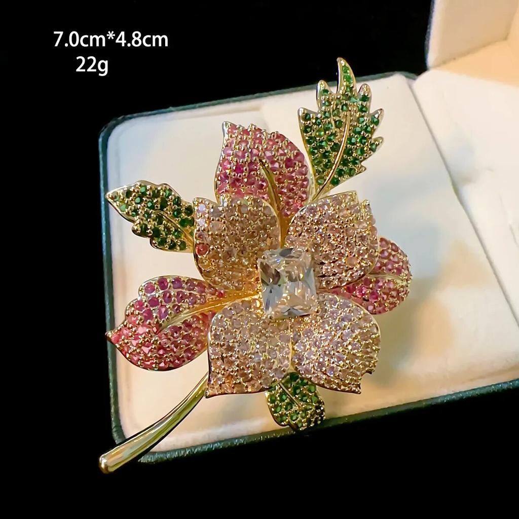 Luxury Emerald Butterfly Full Zircon Brooch Pin Temperament Elegant Rose Peony Corsage Suit Jacket Accessories Women Jewelry