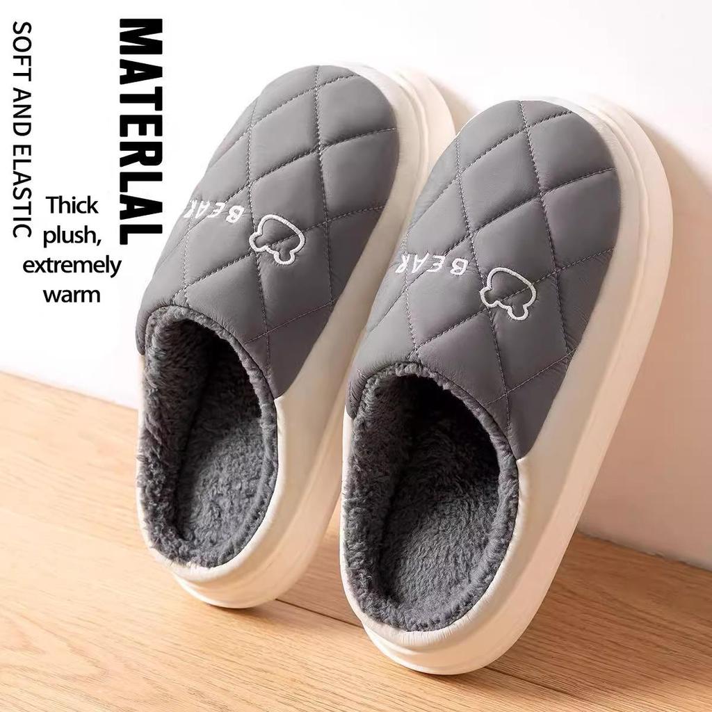 Водонепроницаемые нескользящие хлопковые зимние тапочки для пар - теплая домашняя обувь для женщин