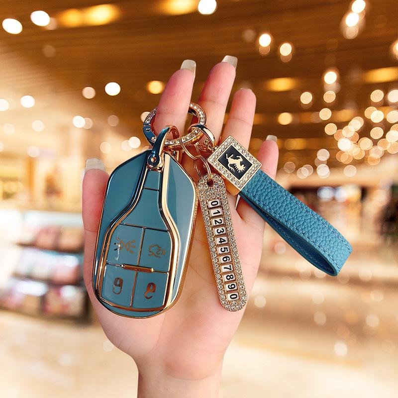 Подходит для нового чехла для ключа Maserati President Levante Всесторонний защитный чехол Сумка с пряжкой Geberit