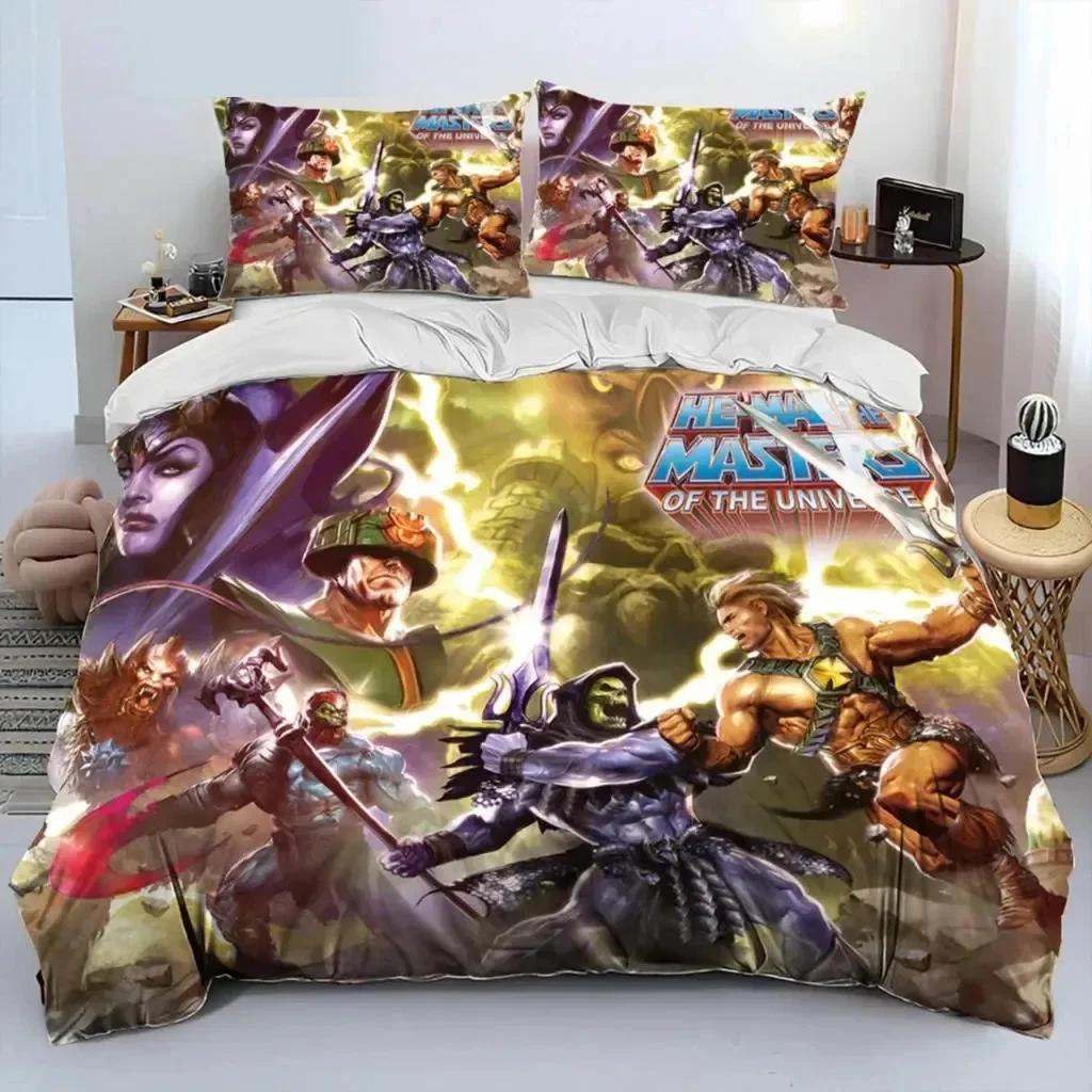 He Man The Masters Of The Universe Комплект постельного белья для мальчиков и девочек, двуспальный, пододеяльник, наволочка, кровать для детей и взрослых