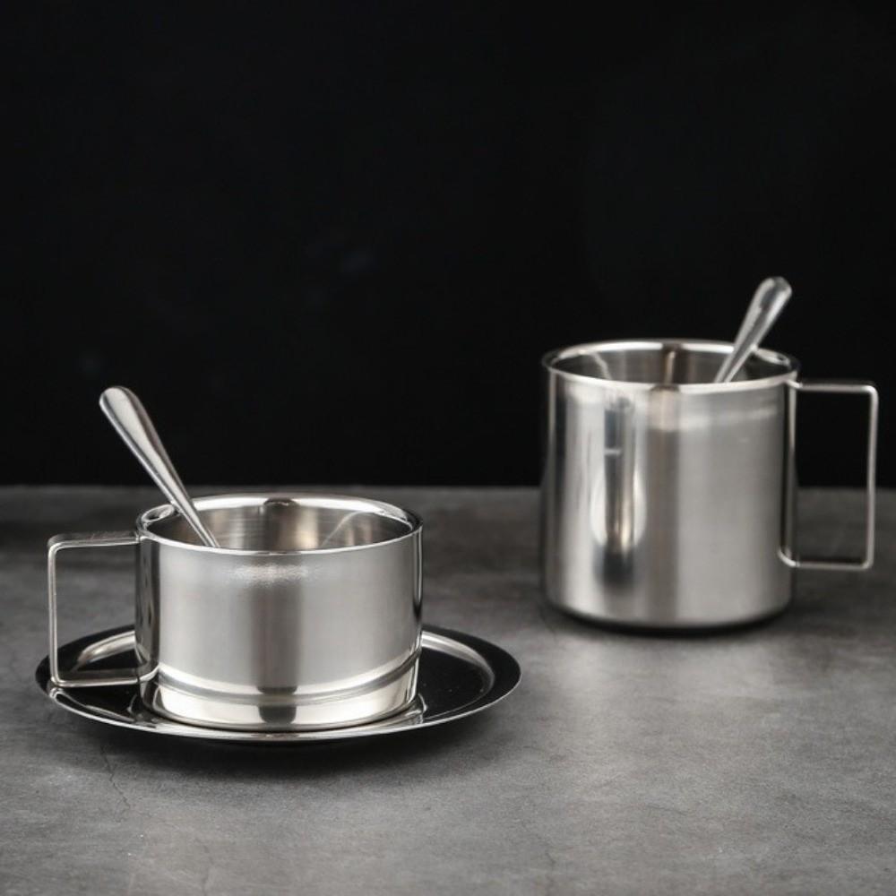 Портативный набор кофейных кружек из нержавеющей стали 180/200/280 мл, с двойными стенками, термостойкая, с гладкой поверхностью, кружка для эспрессо, идея для подарка