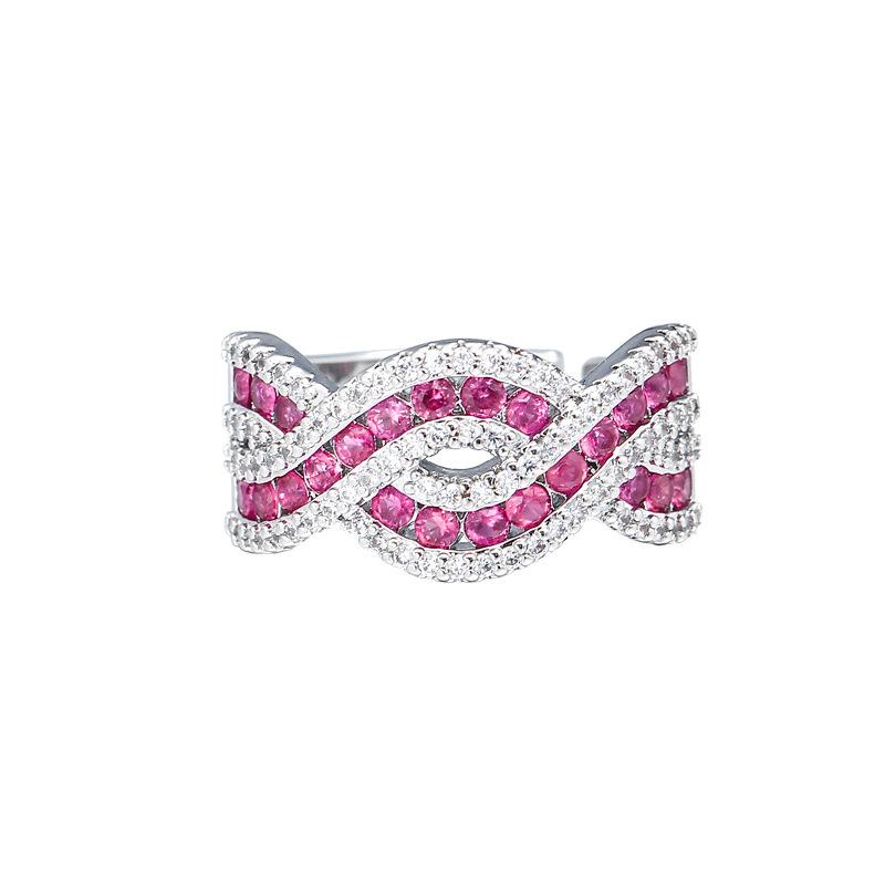 Кольцо с бриллиантами и рубинами, с ярким блеском, в стиле легкой роскоши, трехмерное кольцо-крест с полной бриллиантовой дорожкой, персонализированное кольцо, украшение для рук.