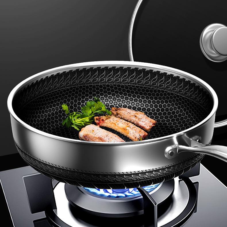 Бытовая углубленная антипригарная сковорода из нержавеющей стали 316 с сотовым покрытием, совместимая со всеми плитами