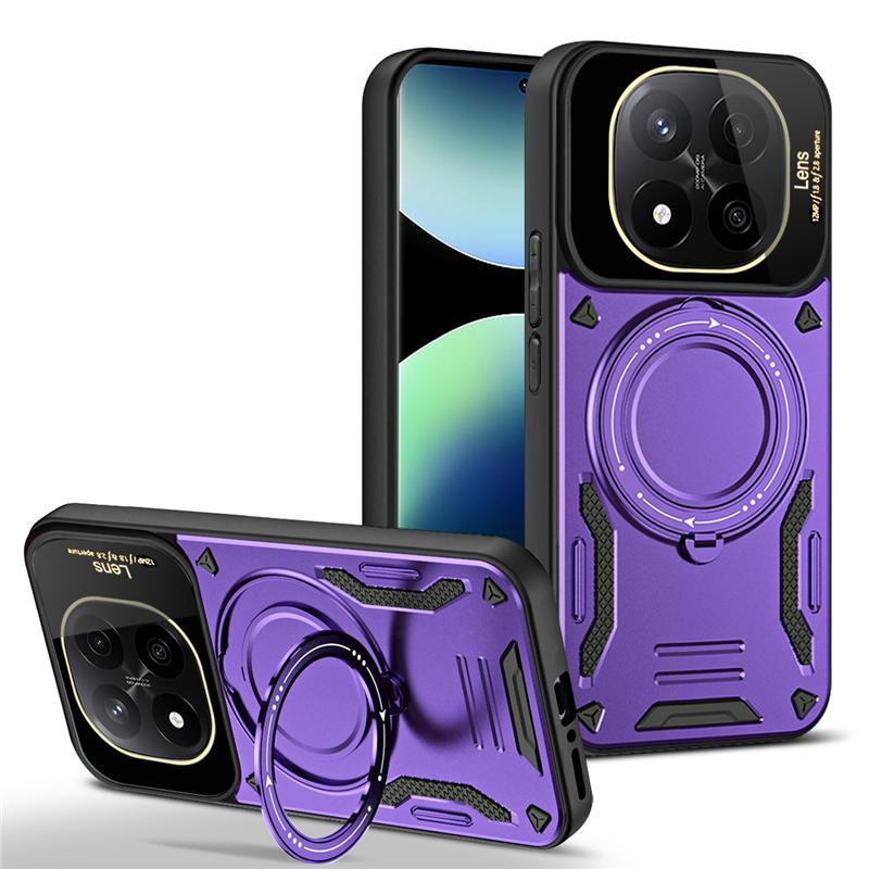 Чехол для Xiaomi Redmi Note 14 Pro 5G Magsafe Armor Magnetic Ring Case для Redmi Note 14 Pro 5G Wireless Charge Cover