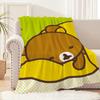Cute Cartoon Art Funny Face Bear R-RilakkumaS Flannel Warm Soft Plush Blanket for Sofa Living Room Office Bedroom Travel Gift