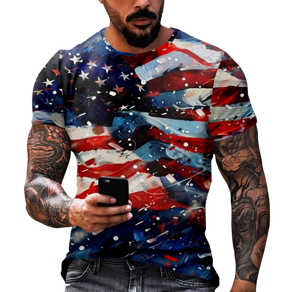 Принт «День независимости» — мужская повседневная футболка с круглым вырезом и короткими рукавами