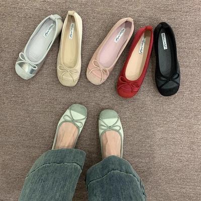 Одиночные туфли на плоской подошве женские весенне-осенние феи с одной педалью, мягкие, с закругленным носком, с неглубоким горлом, балетки одиночные
