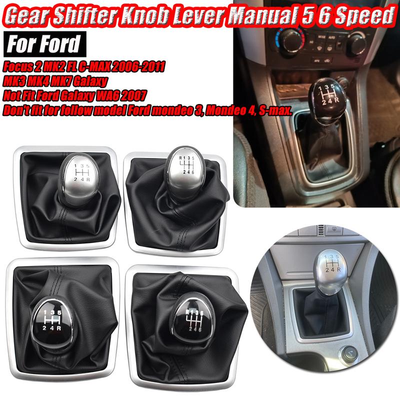Gear Shifter Knob Lever Manual 5 6 Speed Galaxy PU Leather Dustproof Cover For Ford Focus 2 Mondeo MK2 FL C-MAX MK3 MK4 MK7