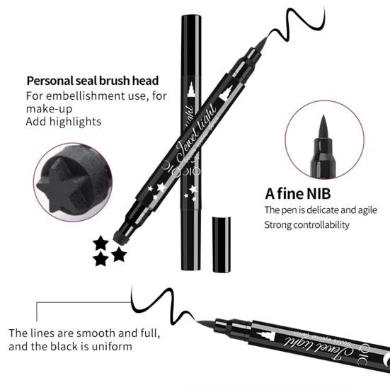 Двусторонняя подводка для глаз, очаровательная звезда, сердце, цветок, черная жидкая подводка для глаз, ручка, принадлежности для макияжа глаз