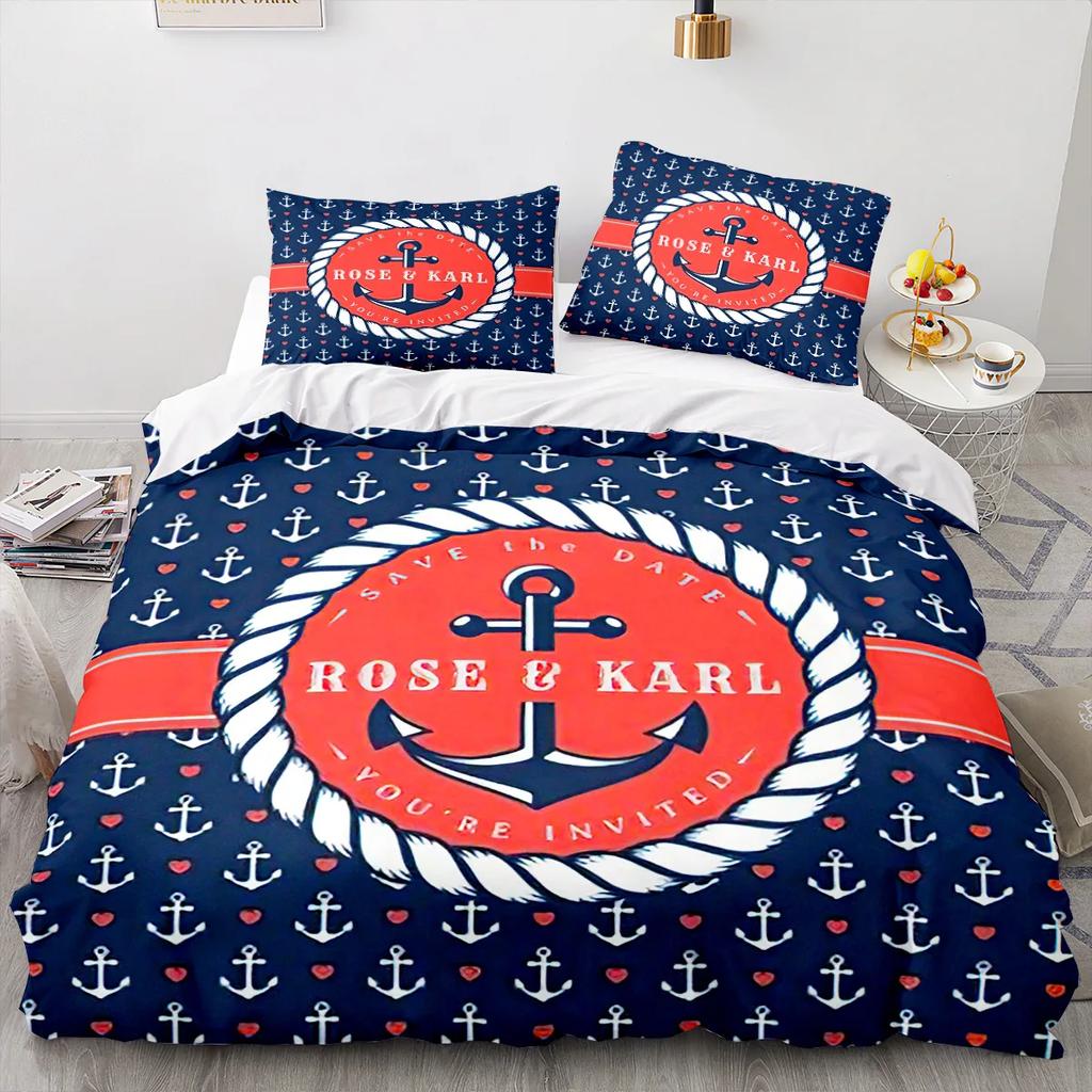 Marine Anchor Bedding Set Ocean Sea 3d Duvet Cover Sets Comforter Bed Linen Twin Queen King Single Size Blue Ship Vessel Kids