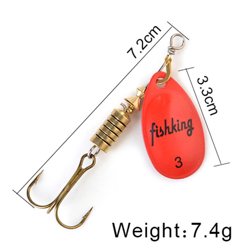 FISH KING Spinner Bait 3,9 г, 4,6 г, 7,4 г, 10,8 г, 15 г, приманки для ложки, металлические приманки для щуки с тройными крючками, искусственная приманка для окуня, рыболовная приманка