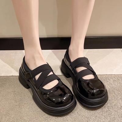 Французские туфли Мэри Джейн Женские Осенние Кожаные Туфли Повседневные Нескользящие На Толстой Подошве Белые Туфли на Высоком Каблуке Zapatos Mujer 2025