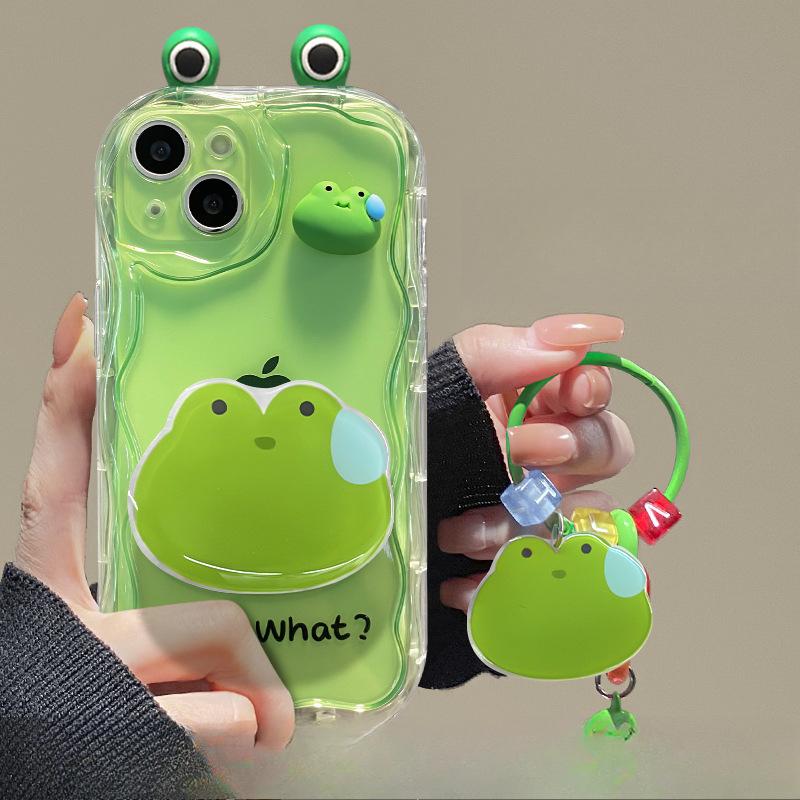 Applicable To Apple 14 Promax Mobile Phone Case IPhone 15 Cute Funny Three-dimensional Frog Doll 13 Silicone Soft Shell