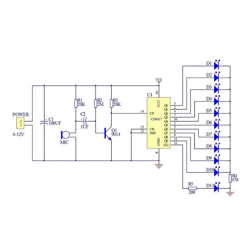 Светодиодный водяной светильник с голосовой активацией, комплект CD4017, управление фонарем, забавное электронное производство, обучение, модуль электронного комплекта «сделай сам»