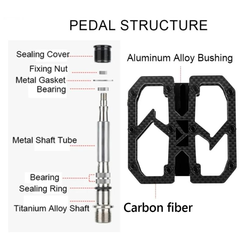 Carbon Fiber Pedal Ultralight MTB Titanium Shaft 3 Bearings Road Bike Pedal Anti Slip Racing Pedal