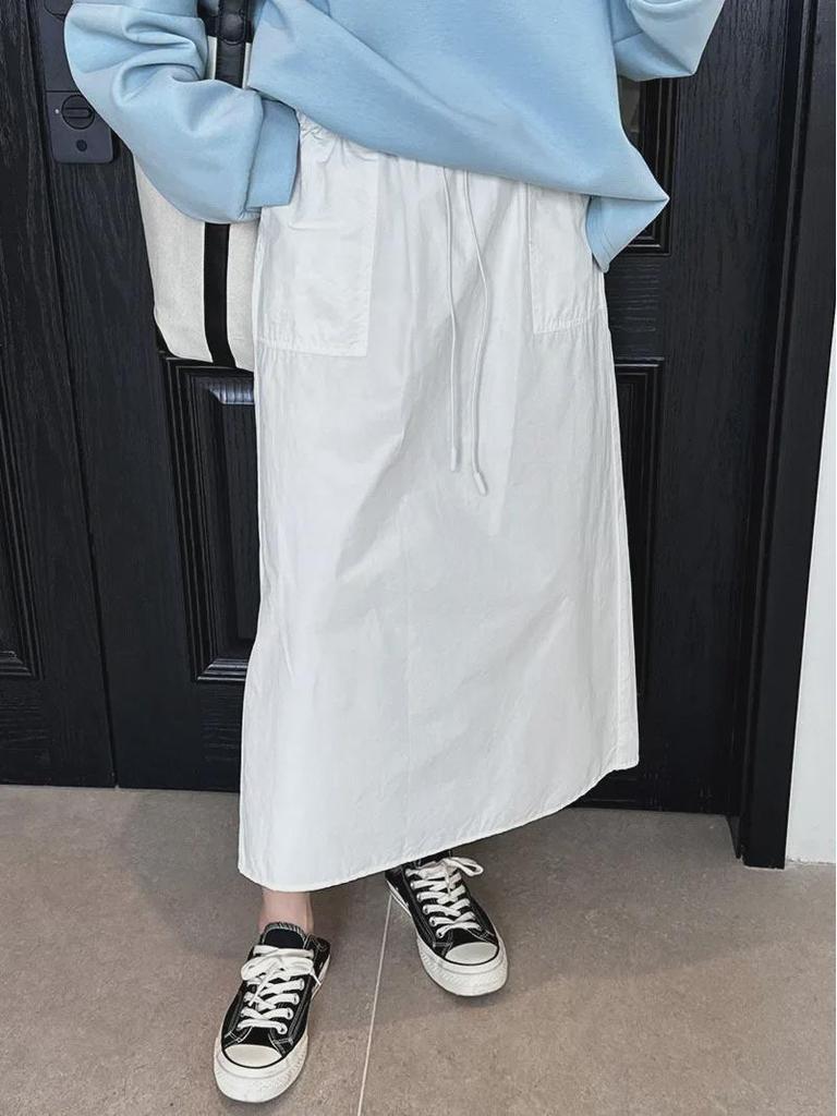 Юбка Luxi Retro 2025 с высокой талией и завязками - новый тонкий прямой дизайн