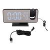 FM Radio LED Digital Smart Alarm Clock LED Digital Projection Alarm Clock for Bedroom Bedside Black