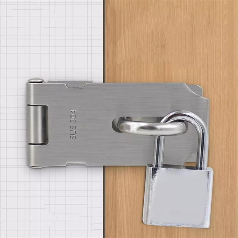 Stainless Steel Padlock Clasp Gate Hasp Staple Door 90 Degrees Latches Lock Shed Latch Household Burglar-Proof Hardware