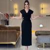 2024 Summer Solid Color V-neck Sleeveless Elegant Slimming Long Dress