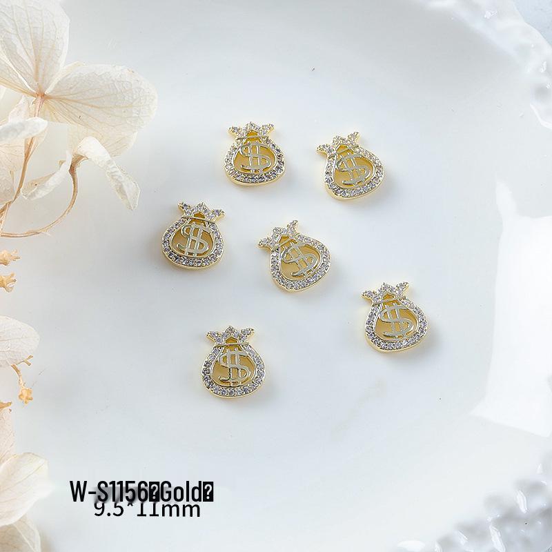 Новогодний маникюр: Роскошный подвеска-мешочек с цирконием и золотой инкрустацией из страз, носимые аксессуары для ногтей