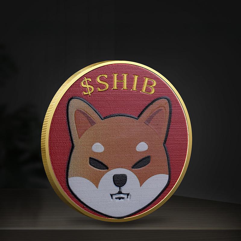 Цветная УФ Монета Сиба-ину Виртуальная Памятная монета Цифровая Виртуальная валюта Золотые монеты, Рождественский подарок, Наполнители для чулка