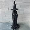 Standing Witch Statue Gothic Witch Figurine Collectible Halloween Retro Witch Sculpture for Mantel Porch Entrance Decoration