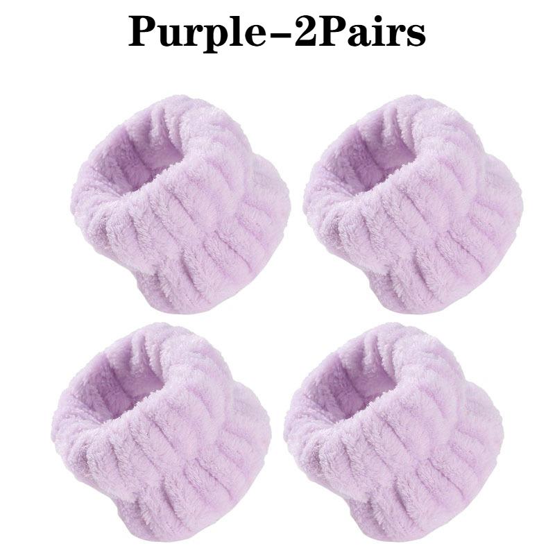1/2Pairs Women Waterproof Face Wash Set Soft Wristband and Headband for Facial Cleaning Absorbent Microfiber Towel Wristband