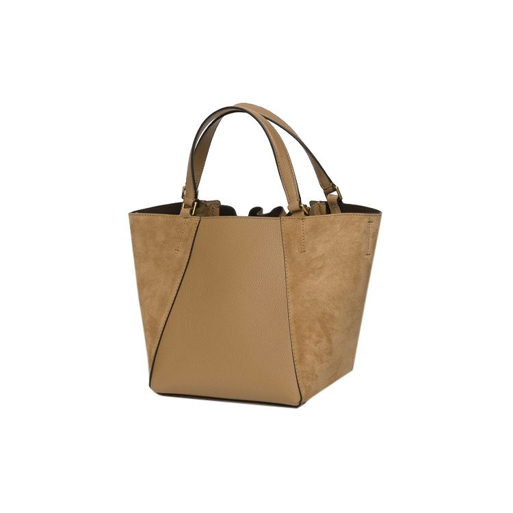 Tory Burch Tb McGraw Drawstring Suede Bucket Tote Shopping Crossbody Handbag Medium Women tote Tiramisu-Brown 88135-227