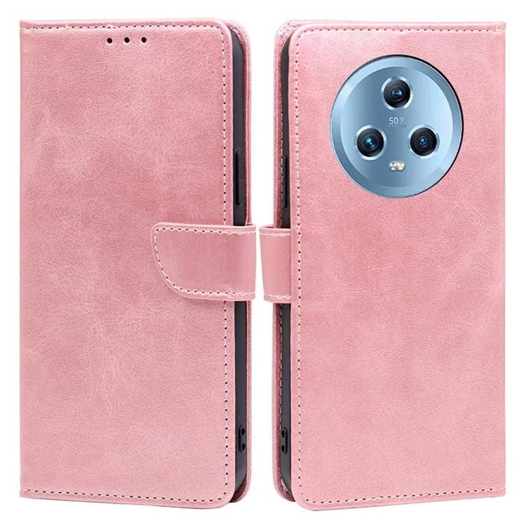 For Honor Magic5 PU Leather Flip Stand Case Calf Texture Wallet Folio Phone Cover