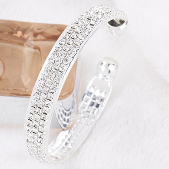 Женщины горный хрусталь белый кубический открытый браслет-манжета браслет ювелирные изделия Bling