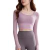 Spring yoga clothes women's sports tops mesh with chest pads tight and thin long sleeves outdoor running training fitness clothes
