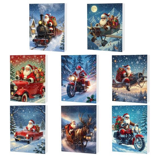 2025 Transportation Advent Calendar 24 Days Christmas Countdown with Collectible Train Plane Pendants Holiday Gifts for Toddler Boys Kids