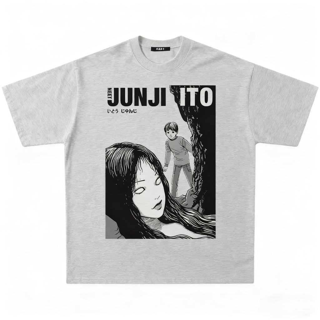 Ito Junji Comic Graphic Print Autumn Pure Cotton Men's and Women's T-shirt Short Sleeve Street Fashion Trend Clothing Drak Style