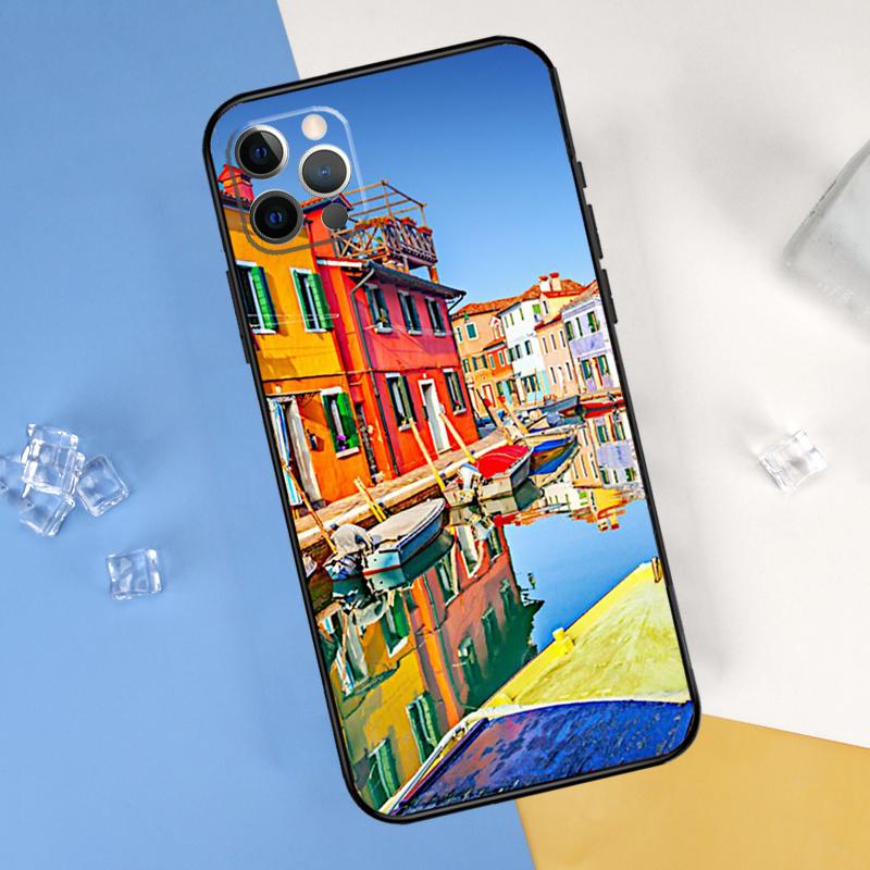 Путешествие Италия Улица Венеция Чехол для телефона Для iPhone 16 Pro Max 16e 12 13 Mini 11 14 15 Pro Max XR 15 16 Plus Защитный корпус