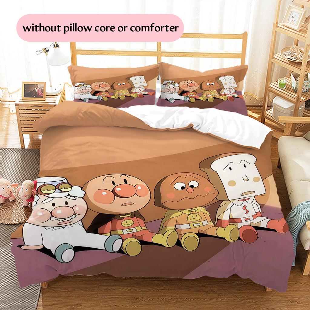Anpanman Pattern Bedding Quilt Set Home Decoration Gift (1 * duvet cover + 2 * pillowcase without core)