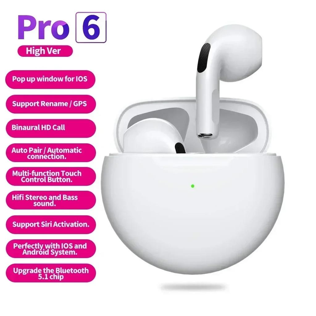 Беспроводные наушники Air Pro 6 TWS с микрофоном, Bluetooth-наушники, спортивная гарнитура для бега для Apple iPhone, наушники Xiaomi Pro6
