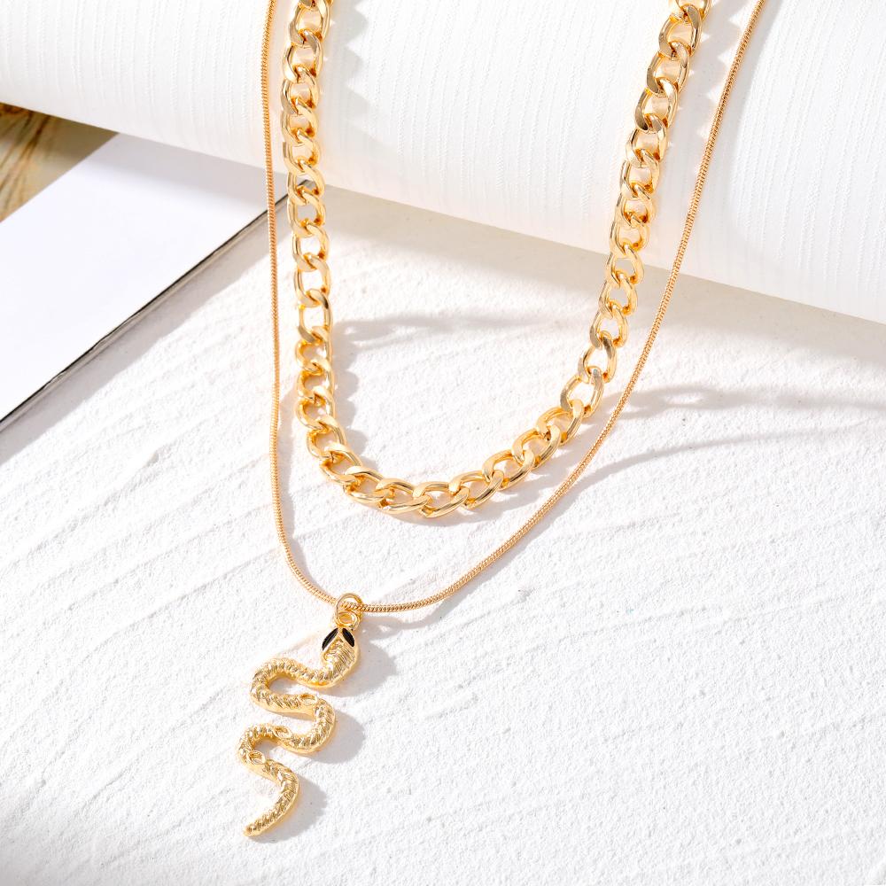 Подвеска в виде змеи, крутое ожерелье для вечеринки в стиле панк, универсальный комплект из 2 предметов для девочек, ожерелье, подарок, простые роскошные аксессуары, ожерелье, осенне-зимняя цепочка для свитера