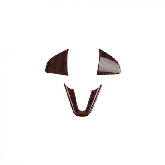 For Honda Fit Jazz GK5 14-2020 Red Wood Grain Steering Wheel Control Cover Trim