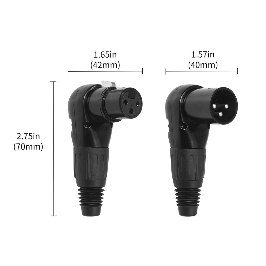 Регулируемый адаптер для подключения XLR, угловой 3-контактный разъем XLR «мама/папа» для профессионального аудио и DJ-оборудования