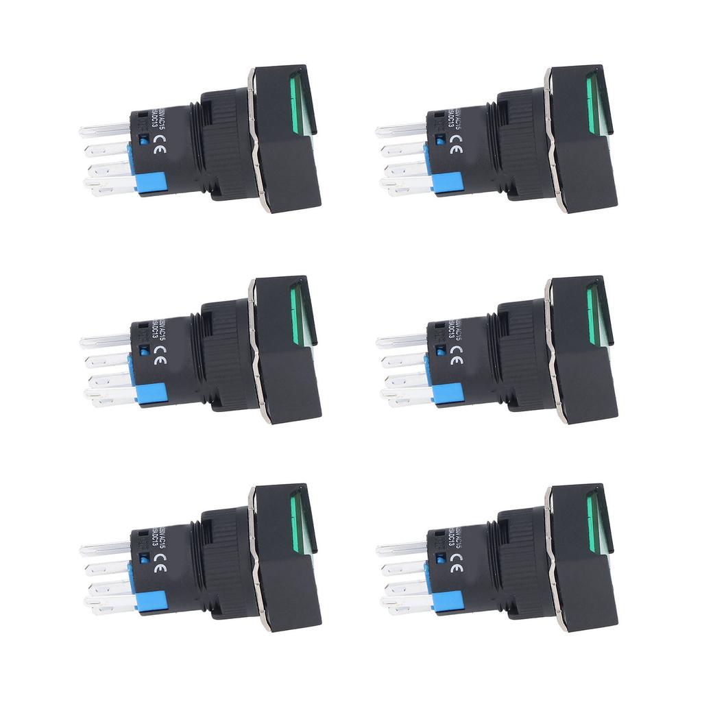 25Pcs Push Button Switch Momentary Self Locking 16mm Square with Light Set Kit 12VGreen