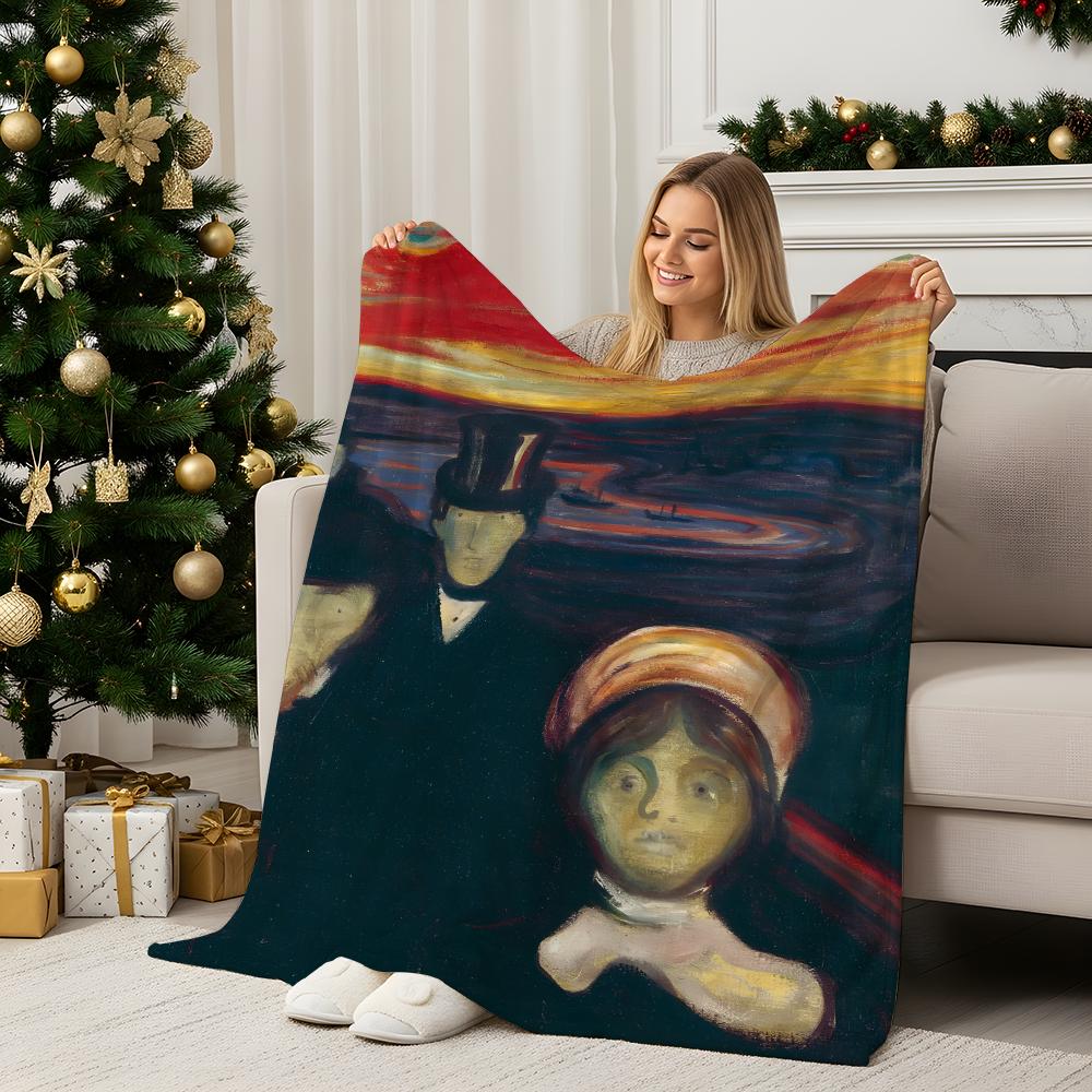 Artist E-Edvard Munch Throw Flannel Blanket Perfect for Sofa Office Bed Travel Sleep Read Relax Camping four season use