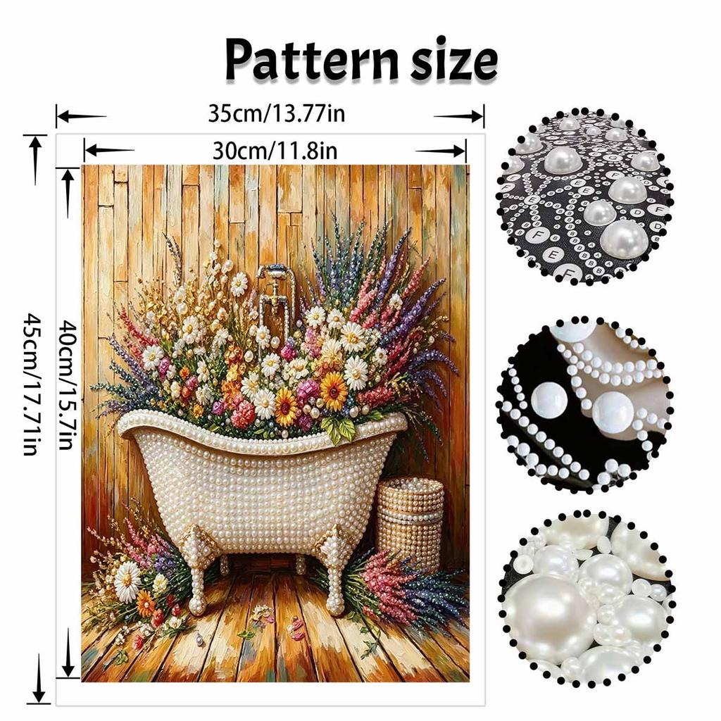 Pearl Painting Kit 5D/DIY Pearl Mosaic Inlaid Bathtub Flowers Home Wall Decoration Art